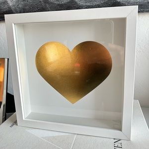 Gold Foil Heart Print in White Shadow Box Frame Valentines Day